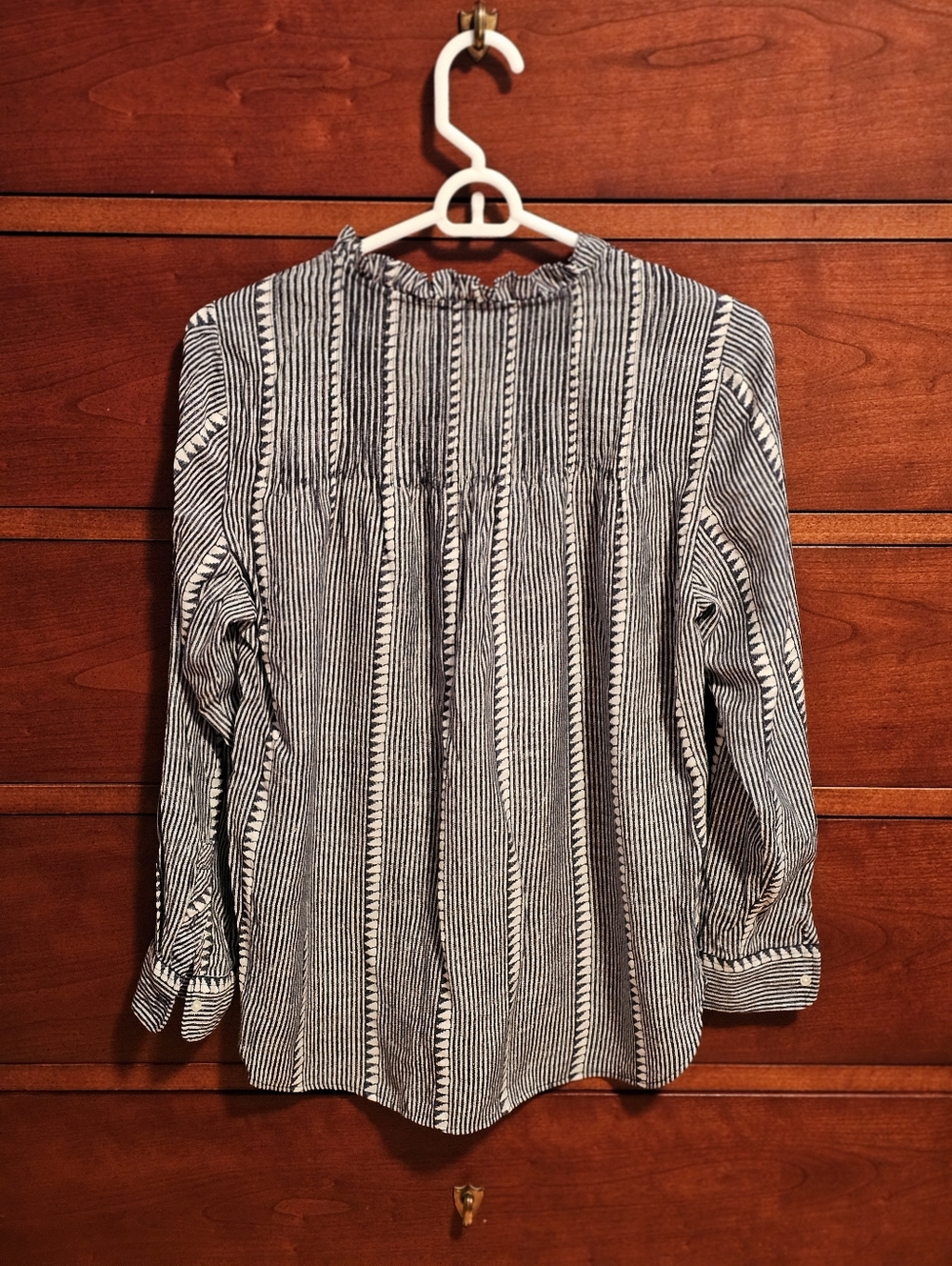 J. Crew Ruffleneck Pin-Tuck Popover Ruffled Shirt - Picture 3 of 6